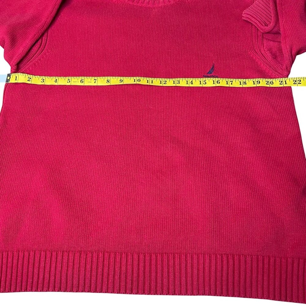 Nautica Men's Medium Red Cotton Sweater Crewneck Long Sleeve Logo Valentine - Picture 9 of 12